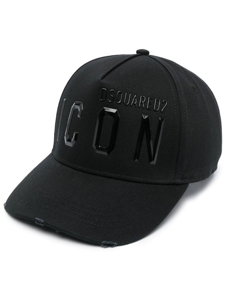 Black Icon Motif Cotton Cap
