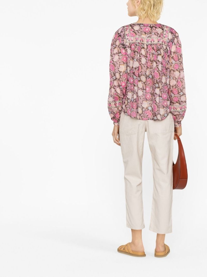 Pink Gayle Floral Print Organic Cotton Blouse