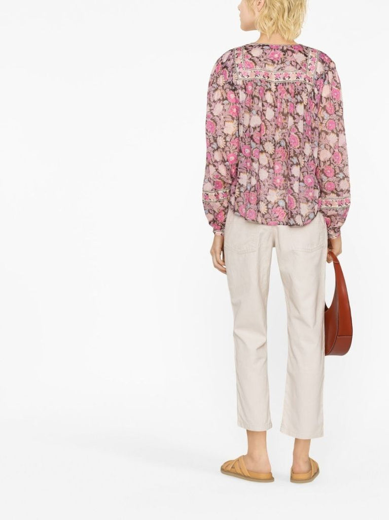 Pink Gayle Floral Print Organic Cotton Blouse