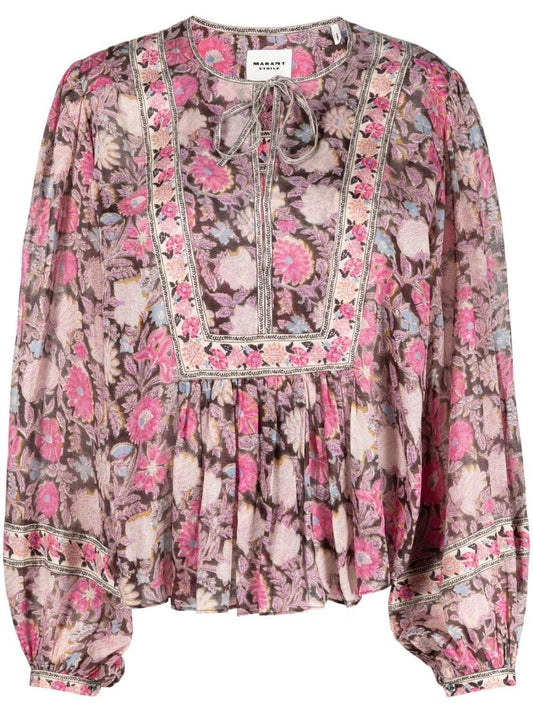 Pink Gayle Floral Print Organic Cotton Blouse