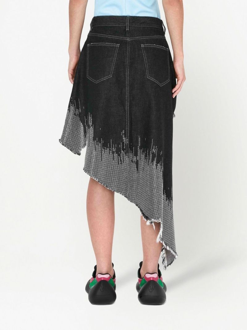 Black Studded Asymmetric Denim Skirt