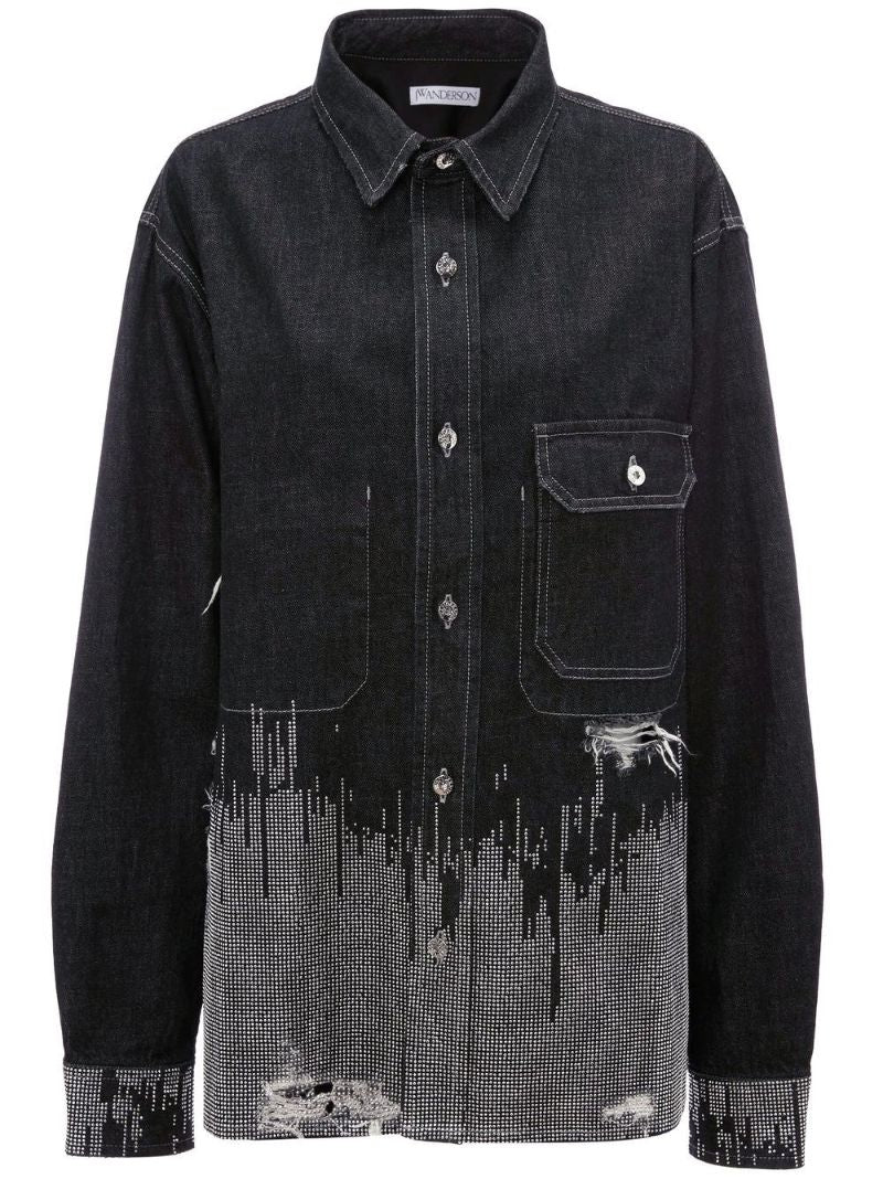 Black Studded Denim Shirt