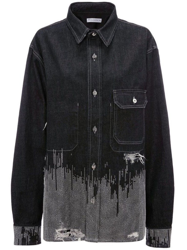 Black Studded Denim Shirt