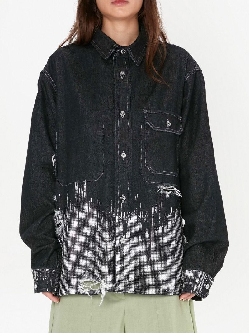 Black Studded Denim Shirt