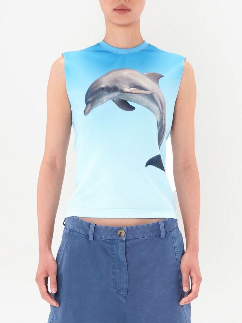 Blue Dolphin Print Tank Top