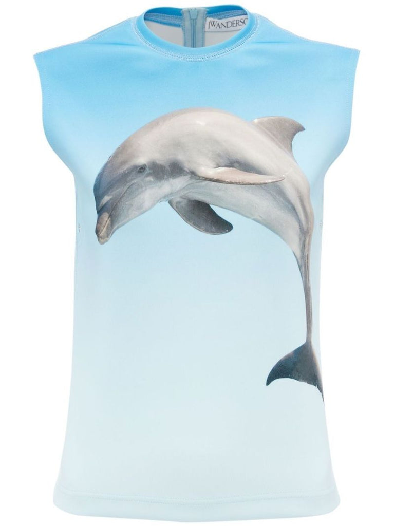 Blue Dolphin Print Tank Top