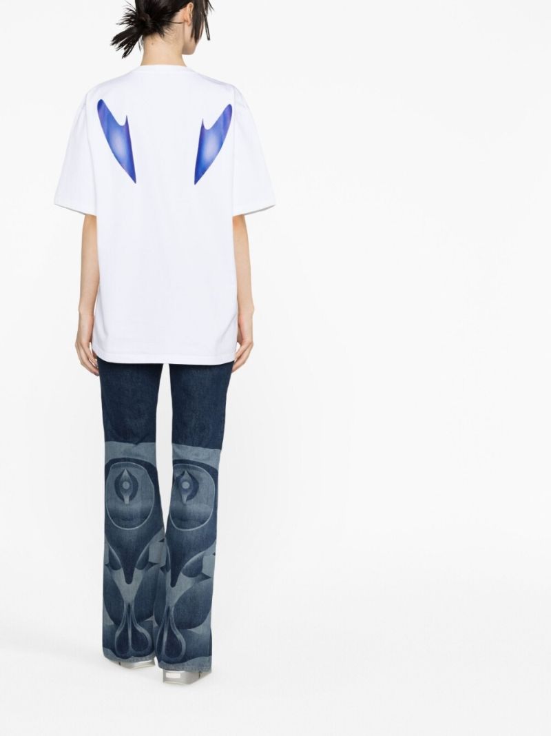 White Anchor-embroidered Cotton T-shirt