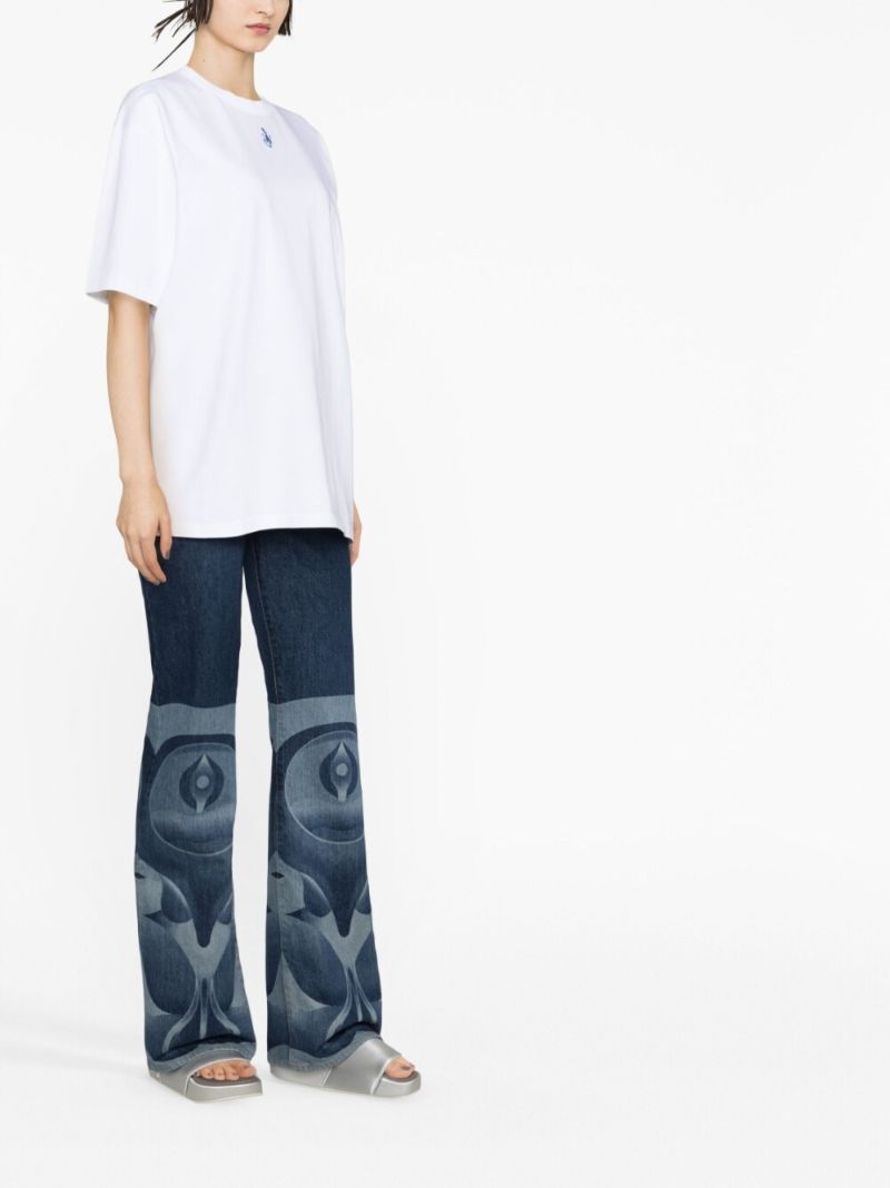 White Anchor-embroidered Cotton T-shirt