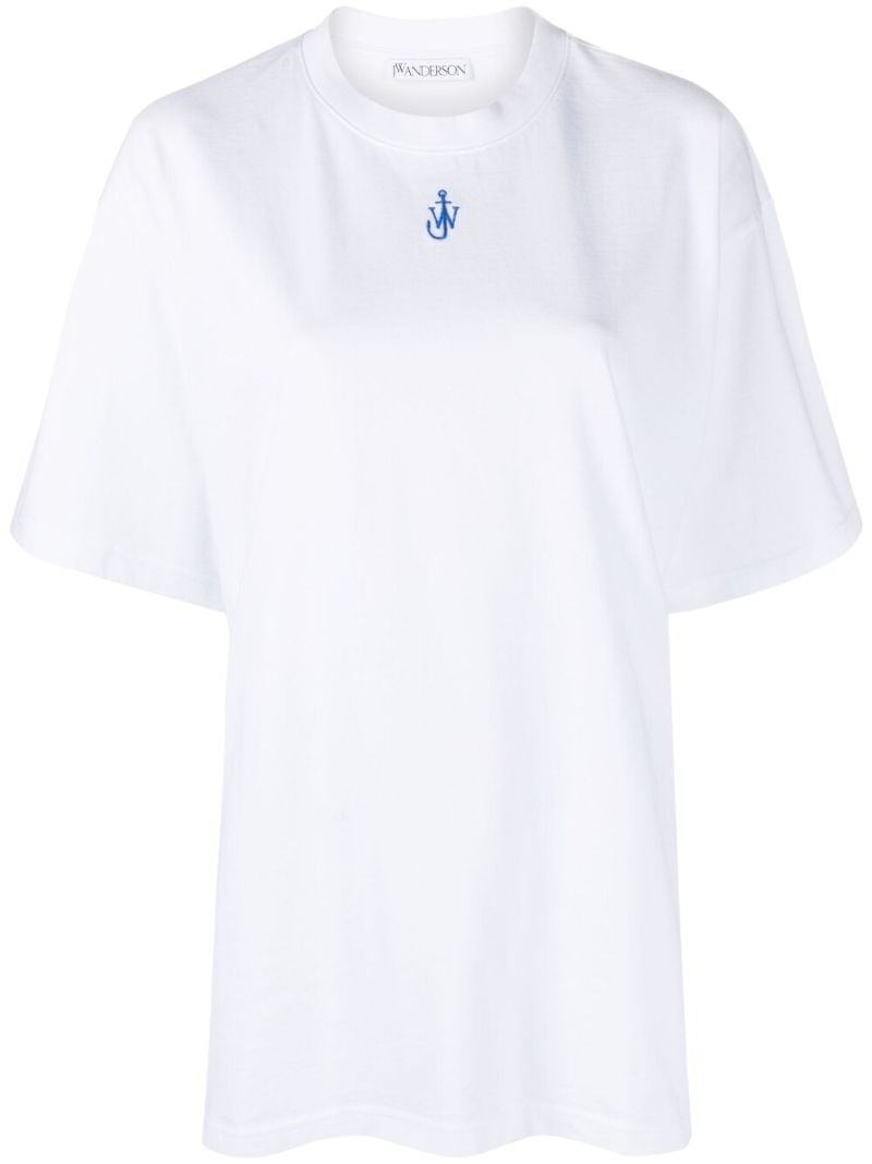 White Anchor-embroidered Cotton T-shirt