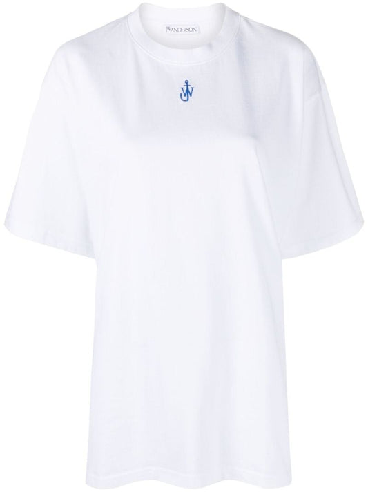 White Anchor-embroidered Cotton T-shirt