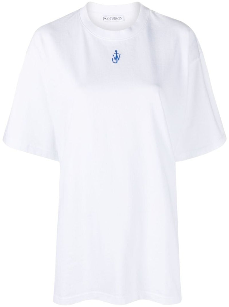 White Anchor-embroidered Cotton T-shirt
