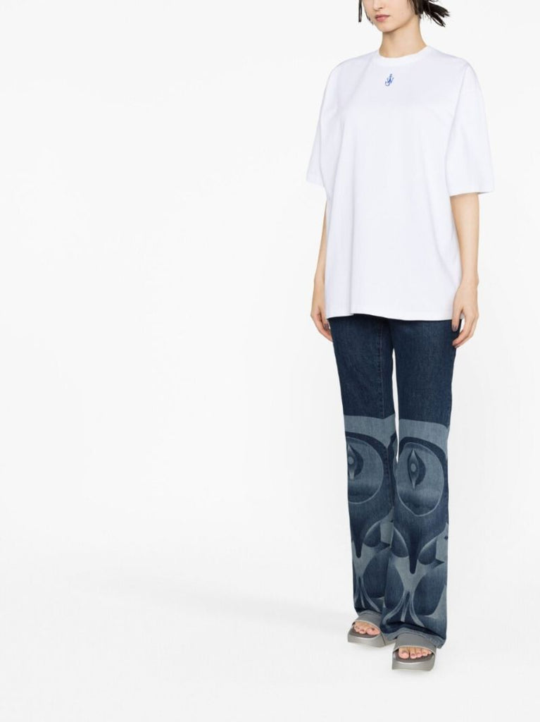 White Anchor-embroidered Cotton T-shirt