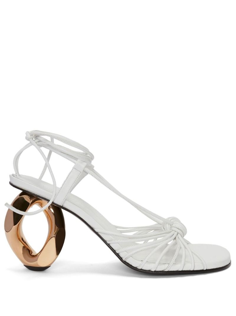 White 80 Chain Heel Sandals