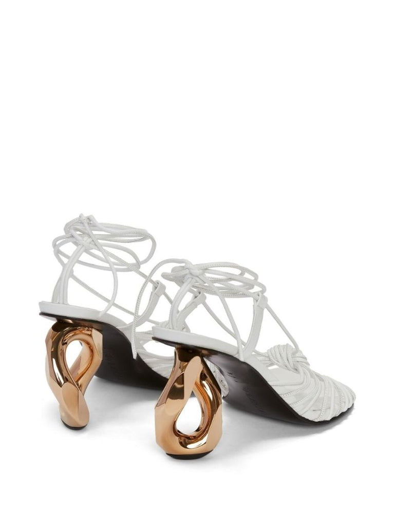 White 80 Chain Heel Sandals