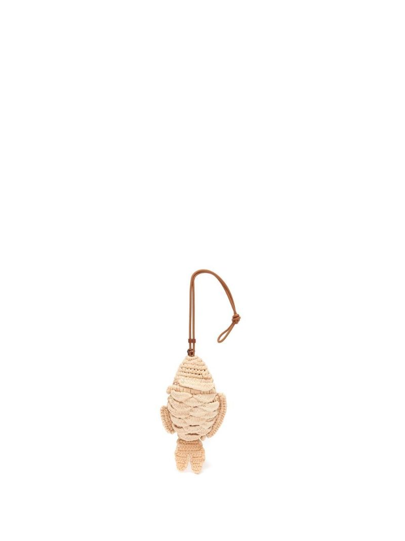 Neutral Fish Raffia Shoulder Bag
