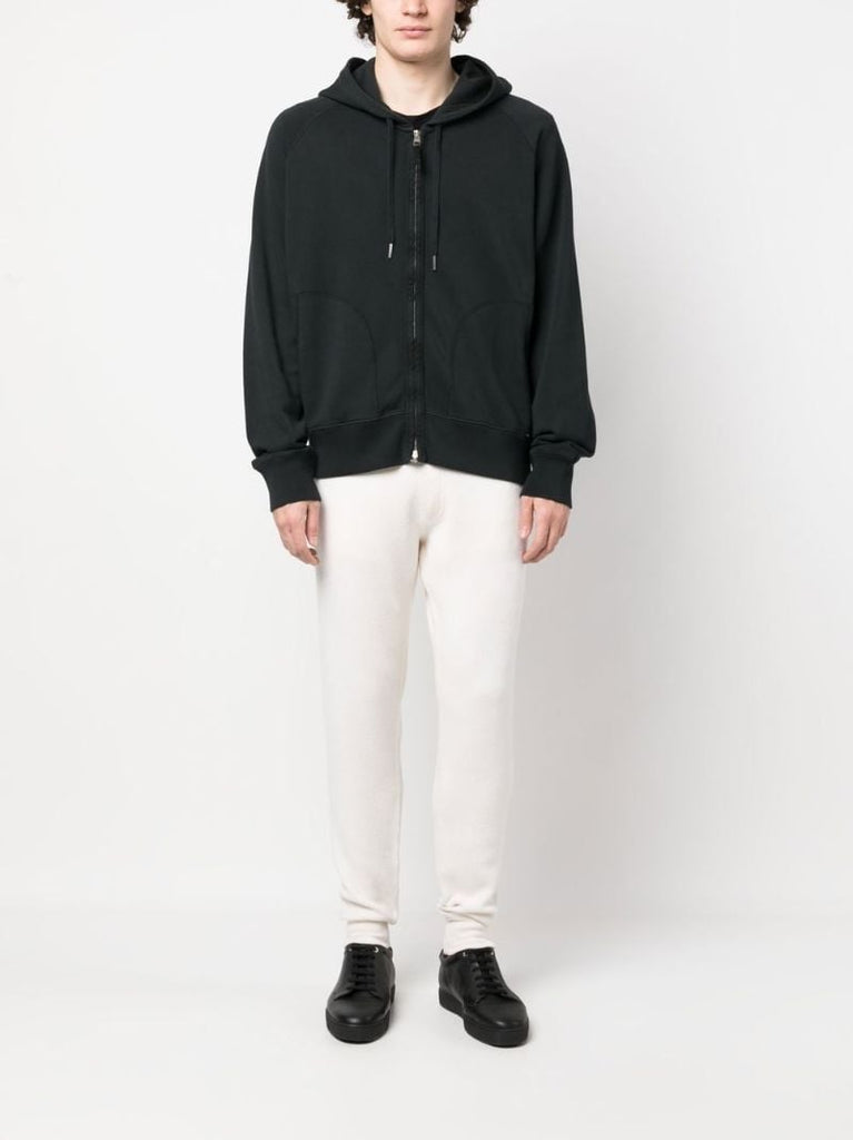 Black Zipped Cotton Hoodie