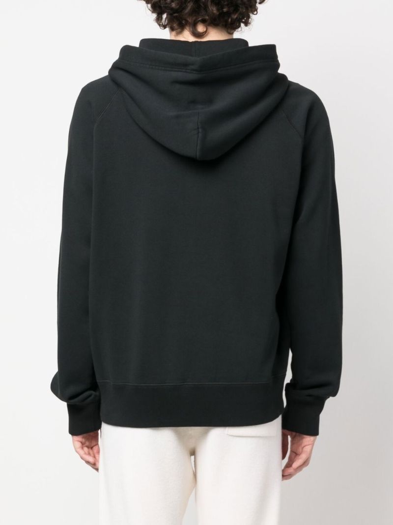 Black Zipped Cotton Hoodie
