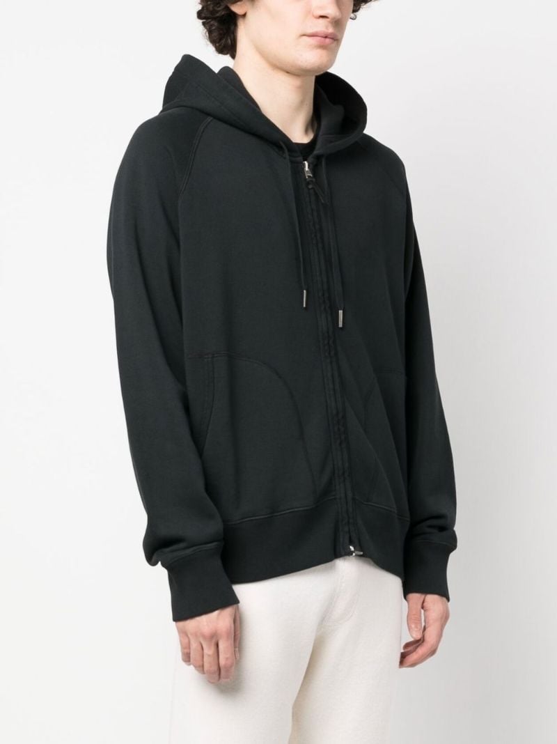 Black Zipped Cotton Hoodie