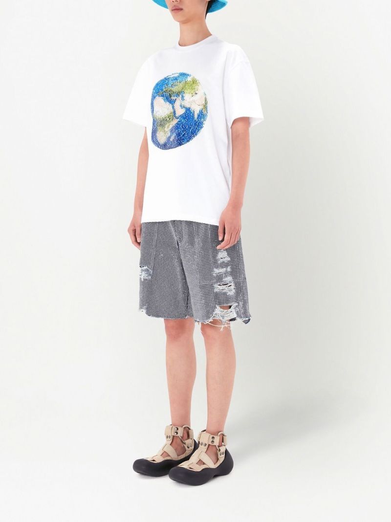 White Sequin Globe T-shirt