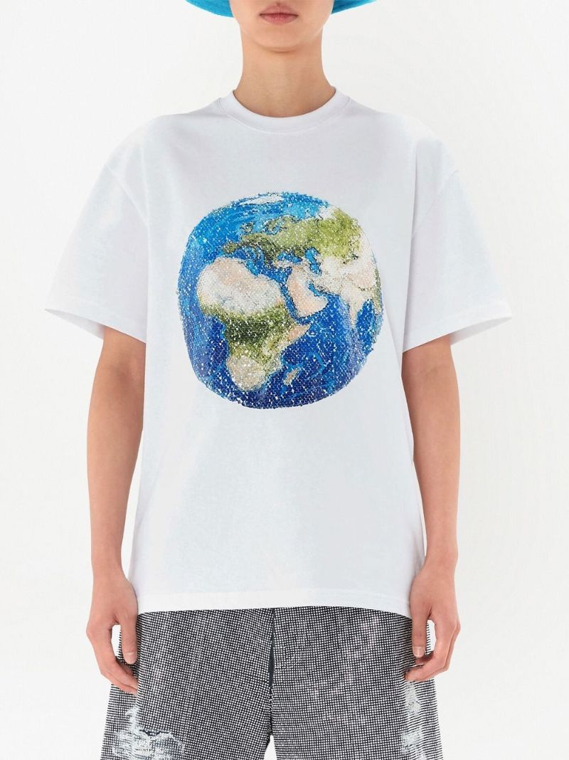 White Sequin Globe T-shirt