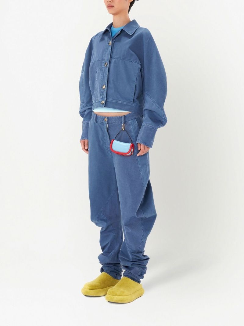 Blue Twisted Tapered Trousers