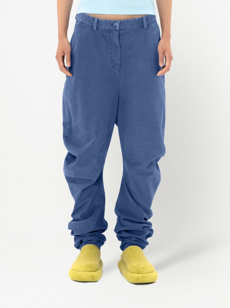Blue Twisted Tapered Trousers