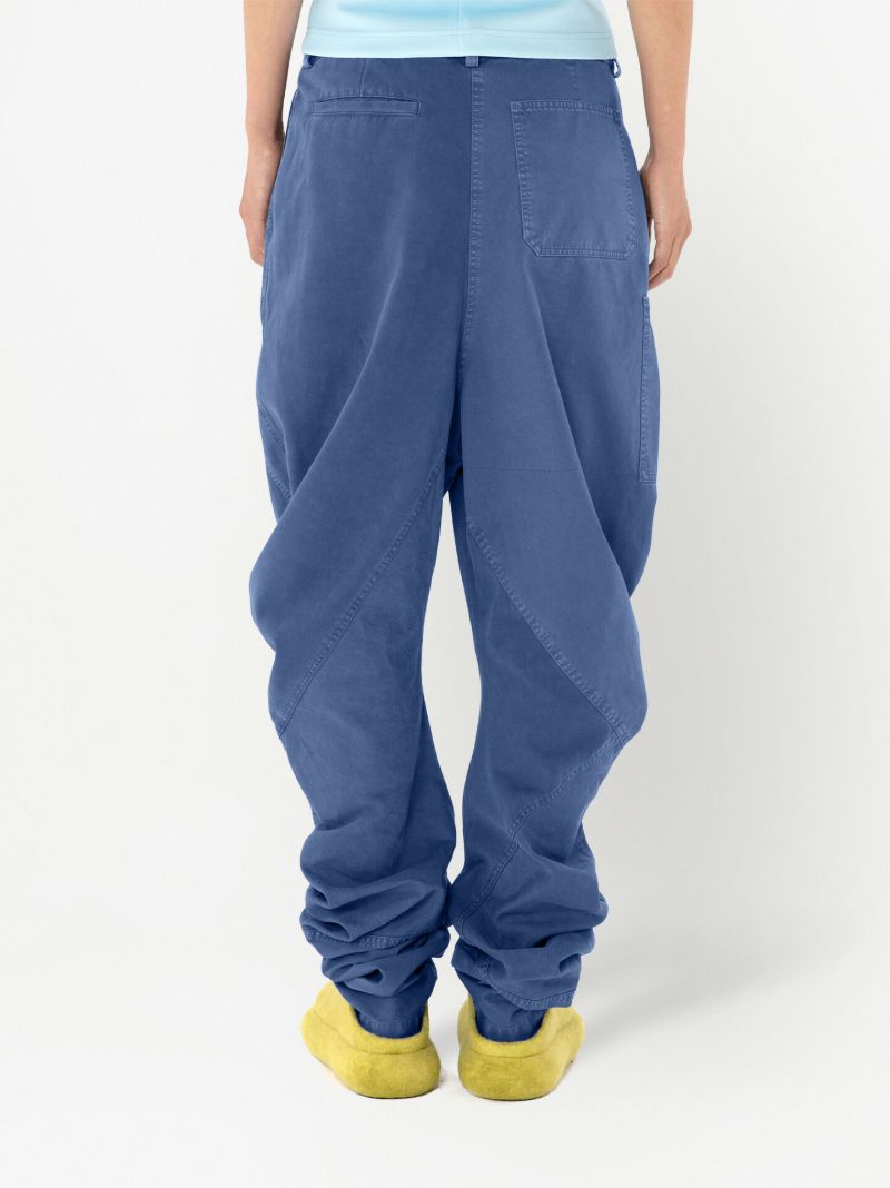 Blue Twisted Tapered Trousers