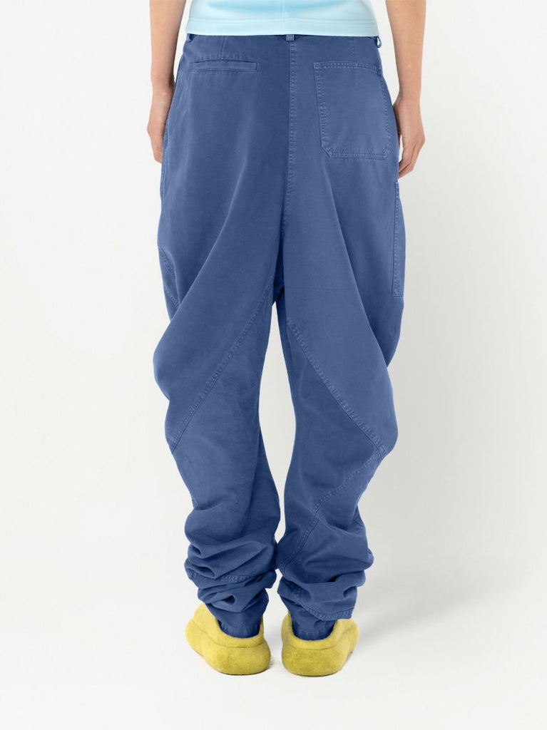 Blue Twisted Tapered Trousers