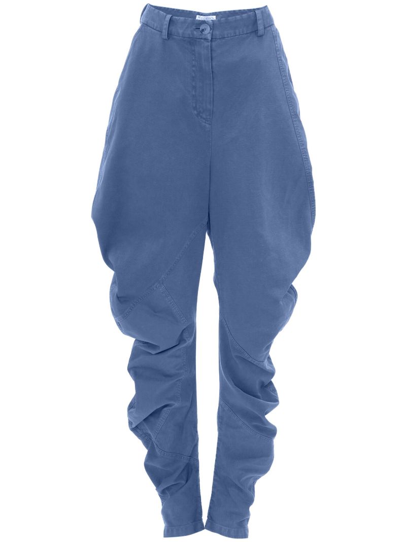 Blue Twisted Tapered Trousers