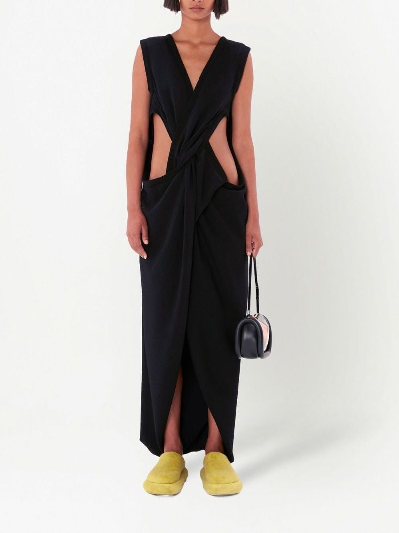 Black Twist Front Maxi Dress