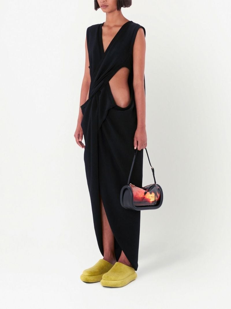 Black Twist Front Maxi Dress