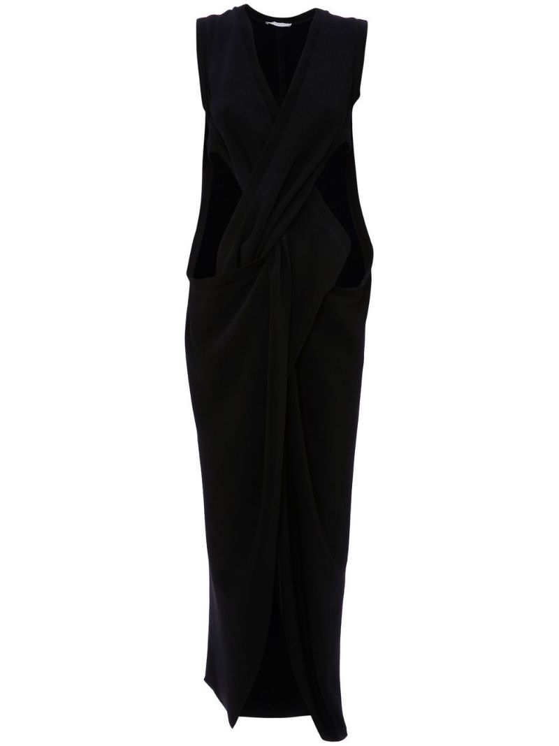 Black Twist Front Maxi Dress