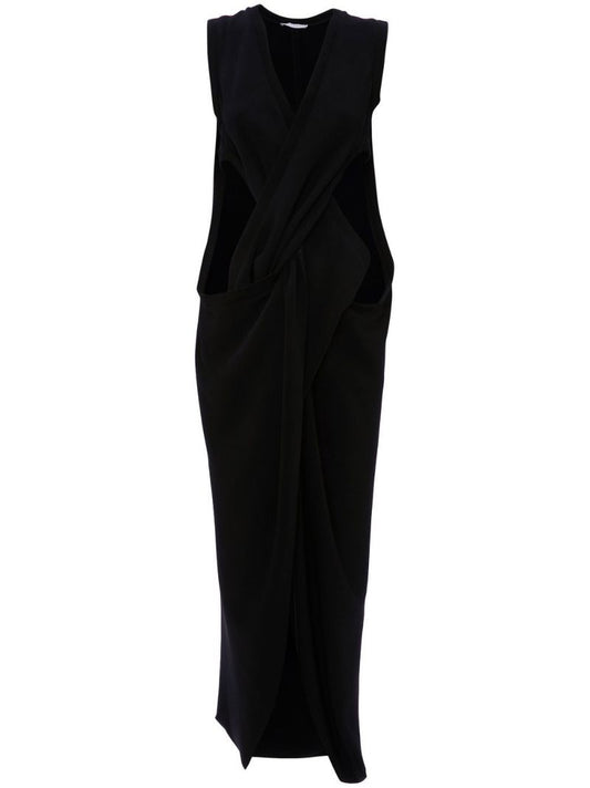 Black Twist Front Maxi Dress