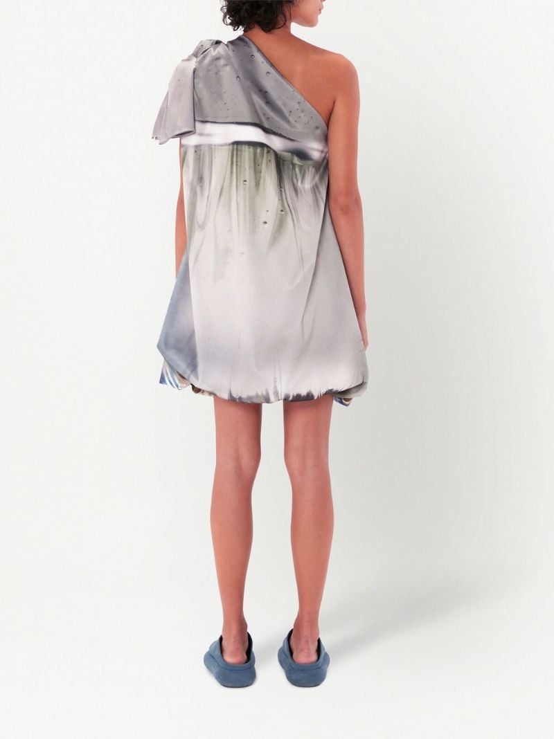 Grey Goldfish Print One-shoulder Dress