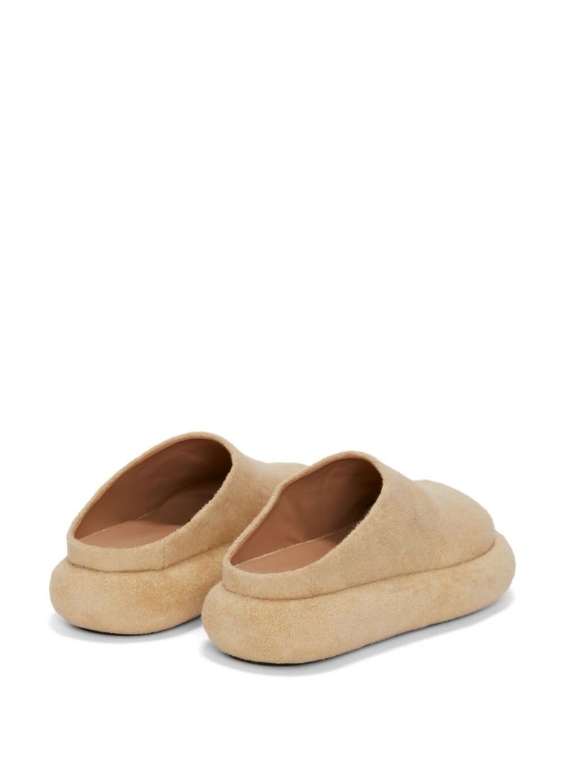 Neutral Bumper-tube Suede Flatform Mules