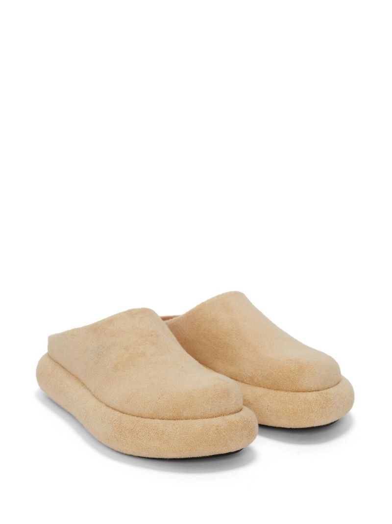 Neutral Bumper-tube Suede Flatform Mules