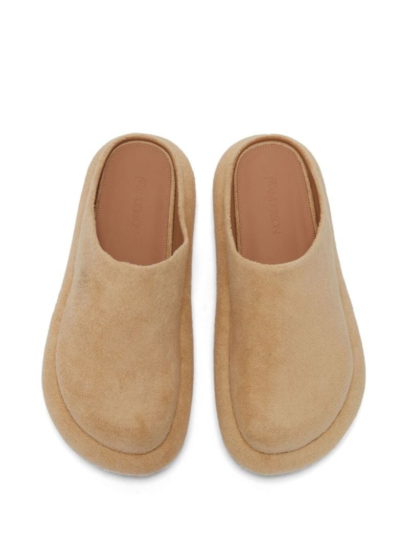 Neutral Bumper-tube Suede Flatform Mules