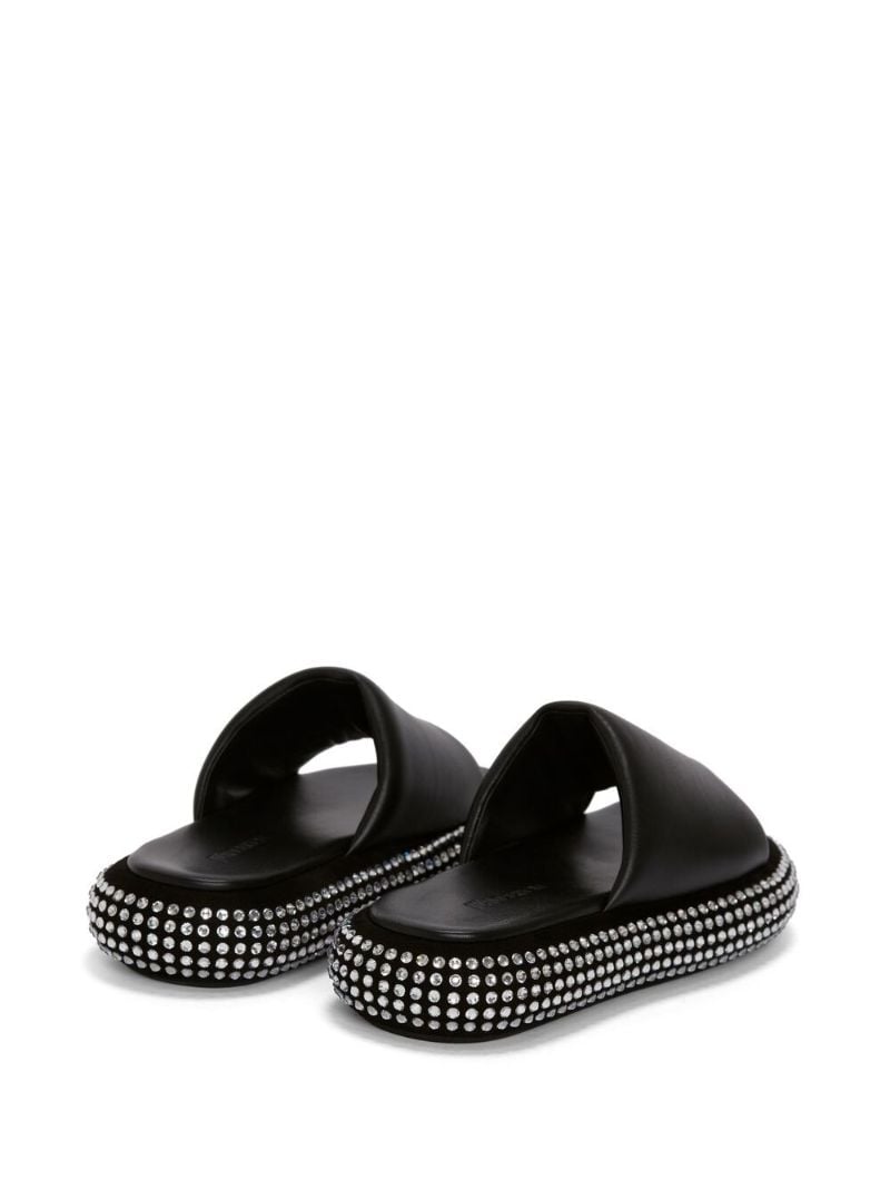 Black Crystal Bumper Leather Slides