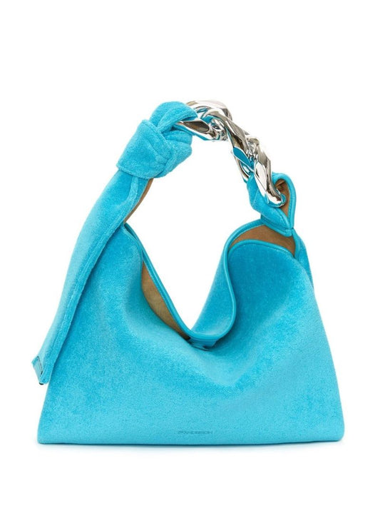 Blue Small Chain Hobo Terry Towel Shoulder Bag