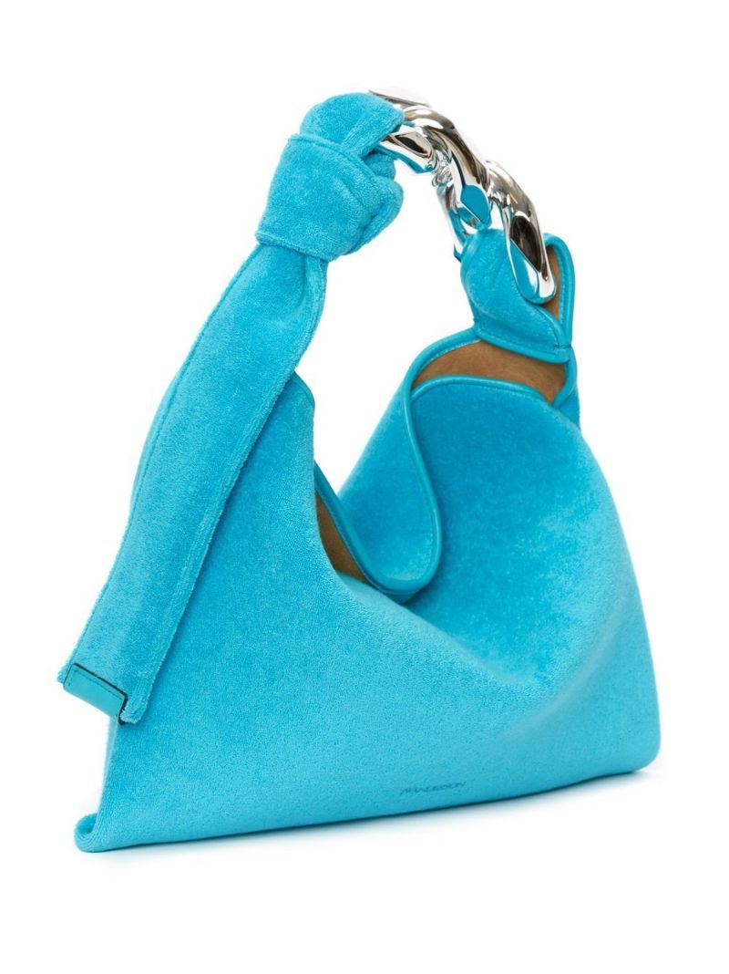 Blue Small Chain Hobo Terry Towel Shoulder Bag
