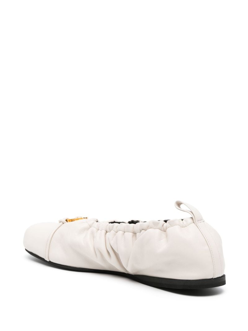 White Anchor Leather Ballet Pumps