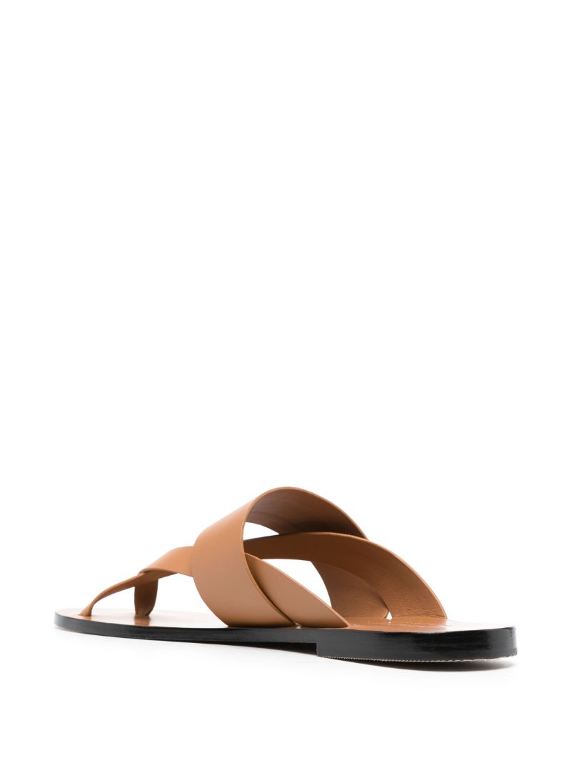 X Matteau Brown Silba Leather Flat Sandals