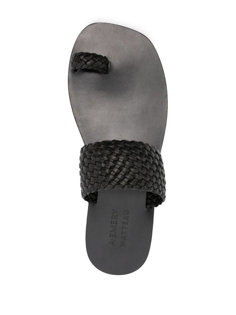 X Matteau Black Carmen Flat Sandals