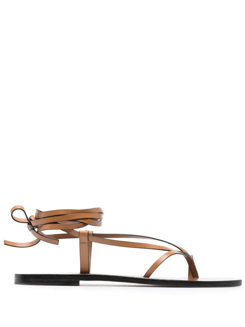 Brown Nolan Leather Flat Sandals
