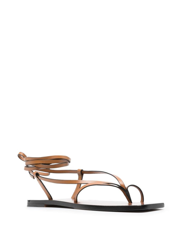 Brown Nolan Leather Flat Sandals
