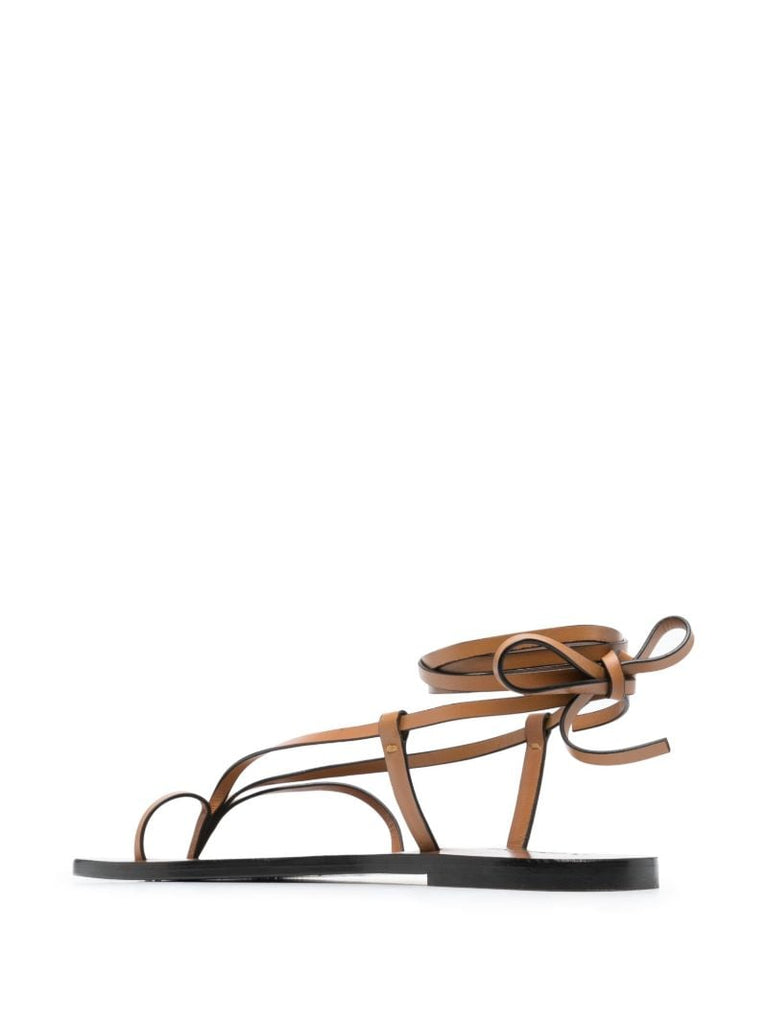 Brown Nolan Leather Flat Sandals