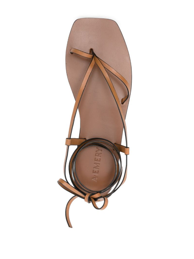 Brown Nolan Leather Flat Sandals