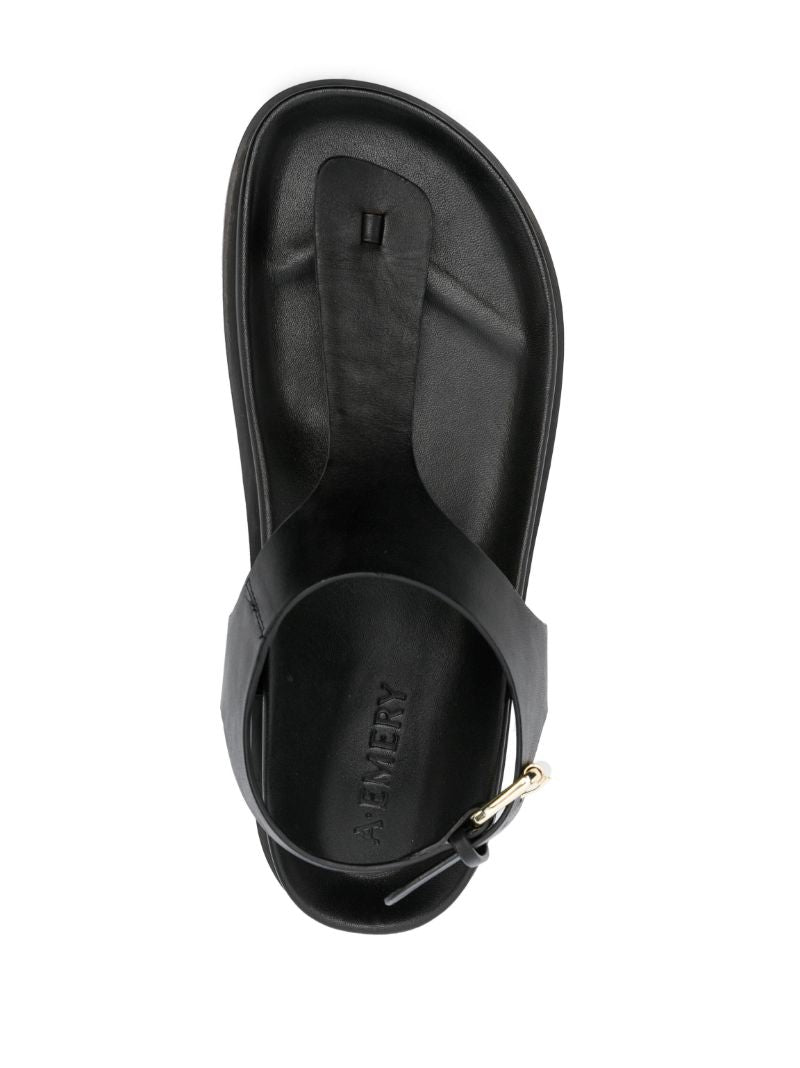 Black Reema Flat Leather Sandals