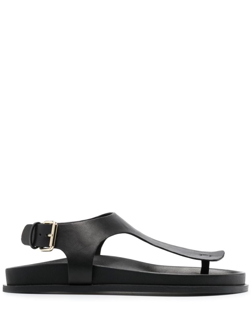 Black Reema Flat Leather Sandals
