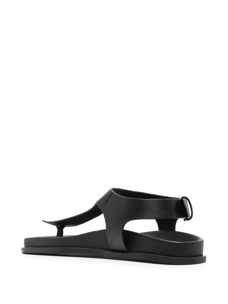 Black Reema Flat Leather Sandals